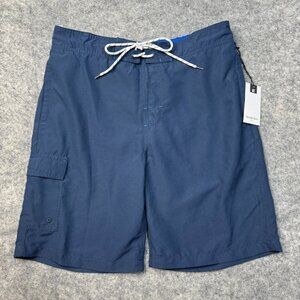 Goodfellow Swim Trunks Mens M Blue Cargo Board Shorts Lined Beach Travel NEW